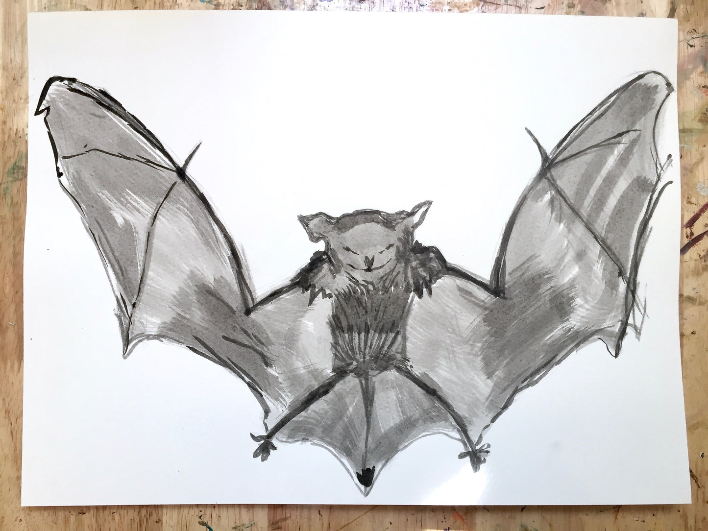 Batty Original India Ink Painting