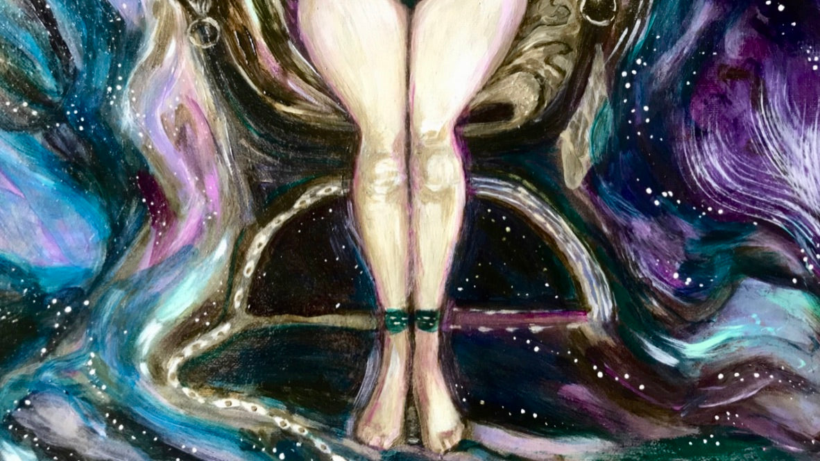 Cropped 3 - High Priestess Original Oil Painting, 16x20" Jessica Gallardo Art