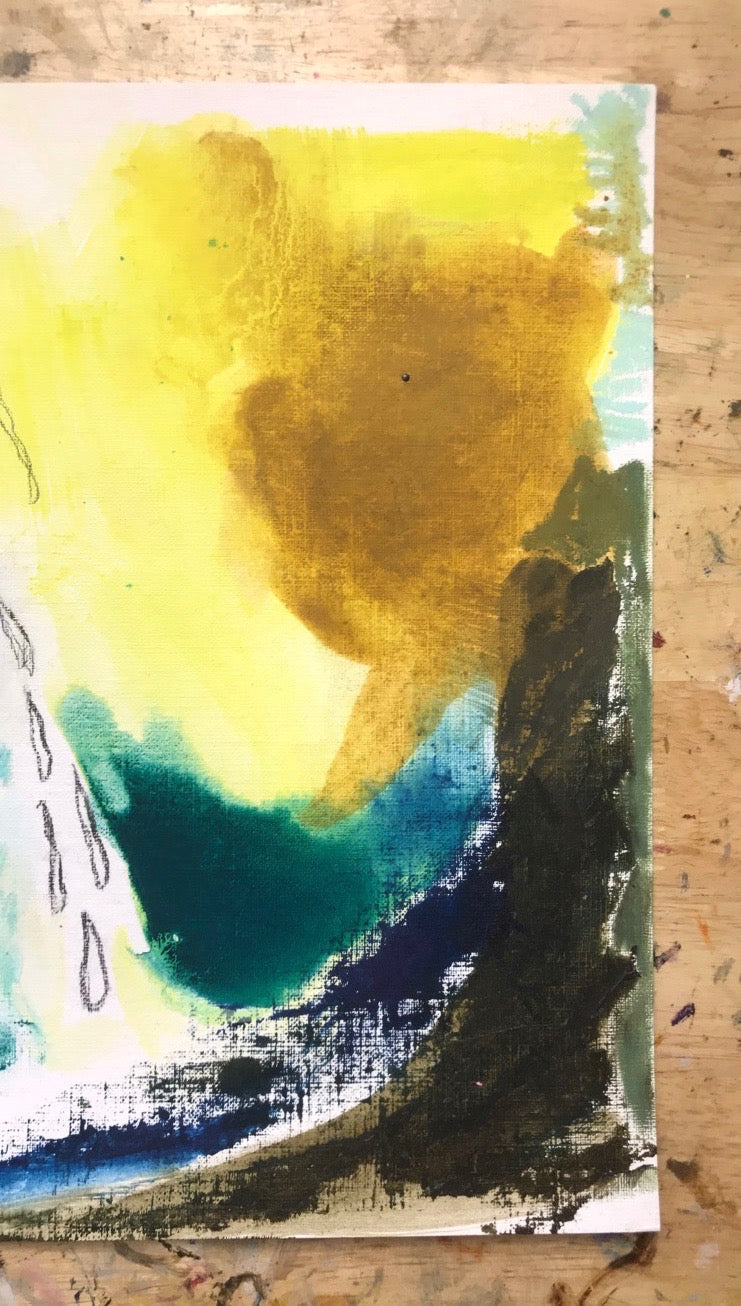 Oil & Turp Experiment No. 3 - Water Meets Earth - Original Painting