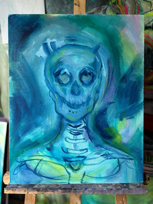 Holograph I - Oil painting by Jessica Gallardo, abstract experimental art, 16x20 inches on panel board