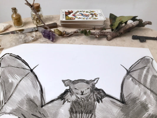 Batty Original India Ink Painting