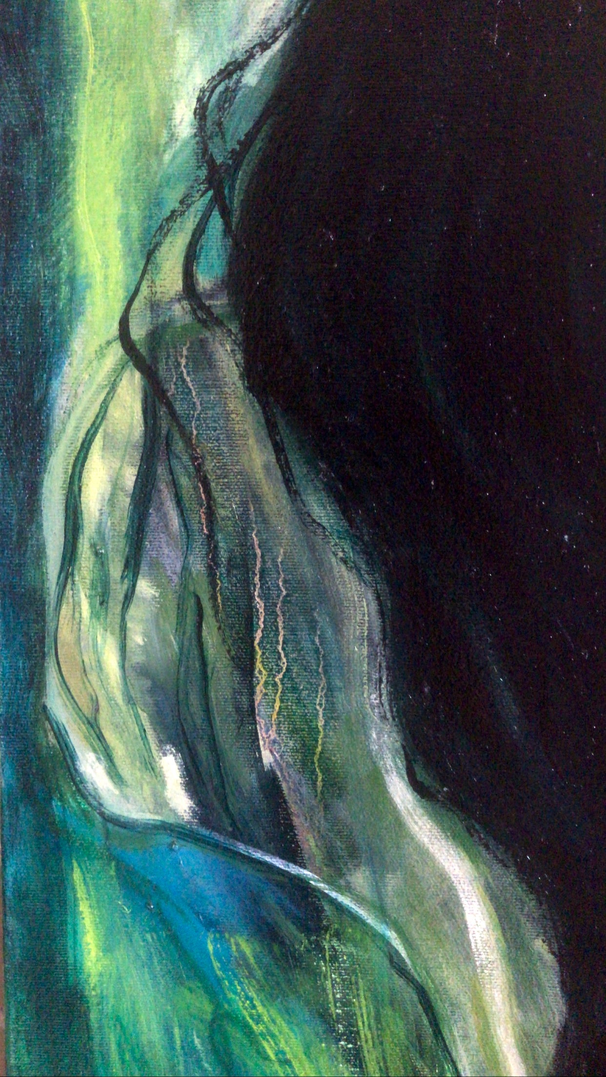 Details - Blue Moon Original Oil Painting 30" x 40". Fine Art by Jessica Gallardo 2021.