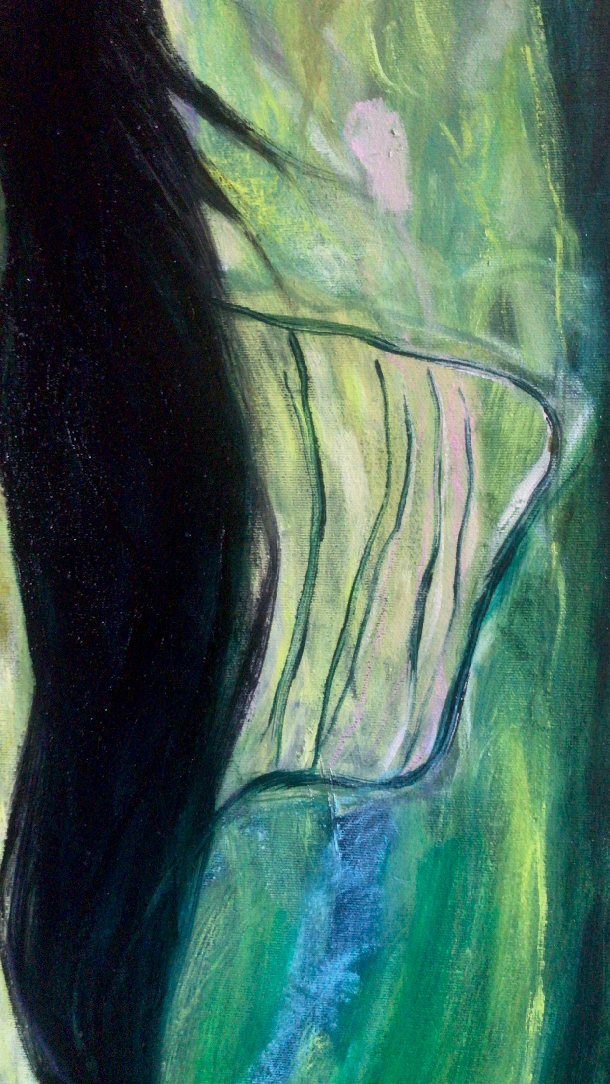 Details - Blue Moon Original Oil Painting 30" x 40". Fine Art by Jessica Gallardo 2021.