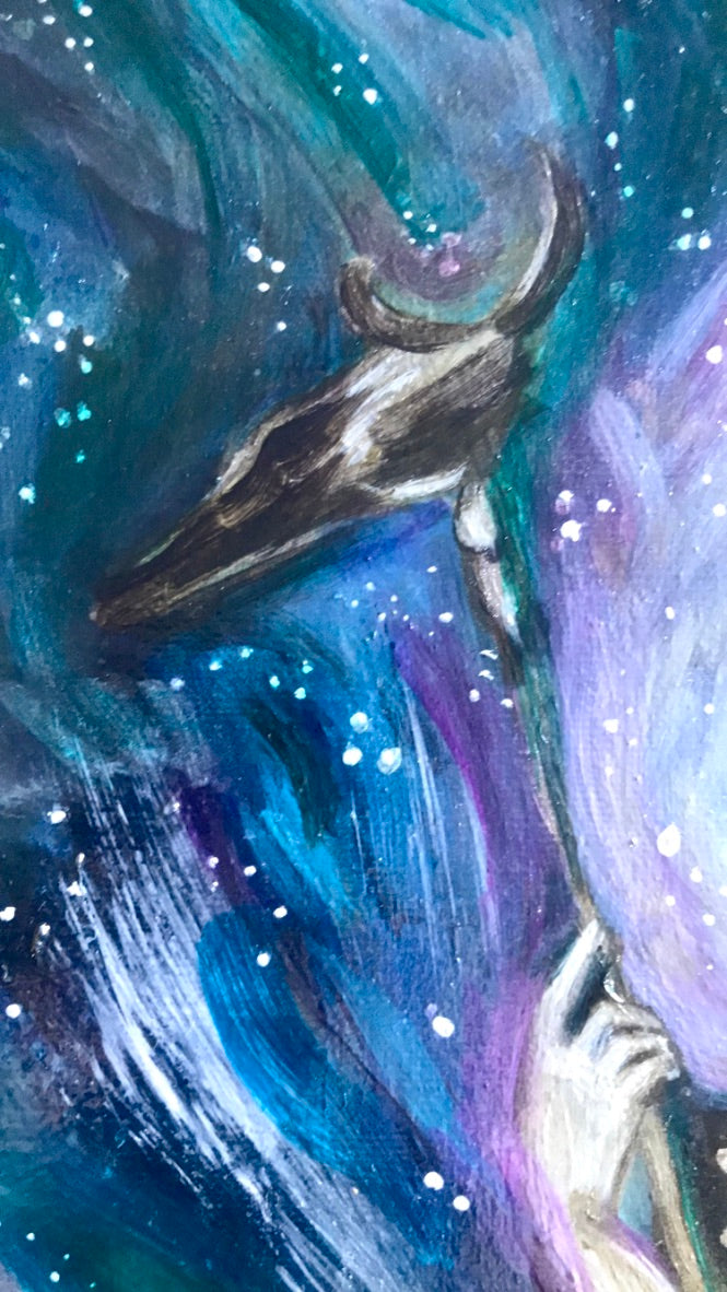 Staff crop - High Priestess Original Oil Painting, 16x20" Jessica Gallardo Art