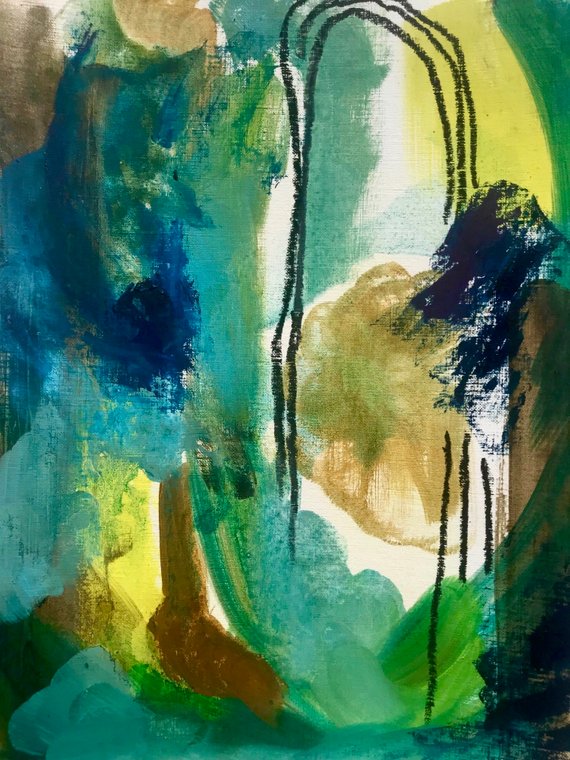 Oil & Turp Experiment No. 1 - Forest at Dawn - Original Painting